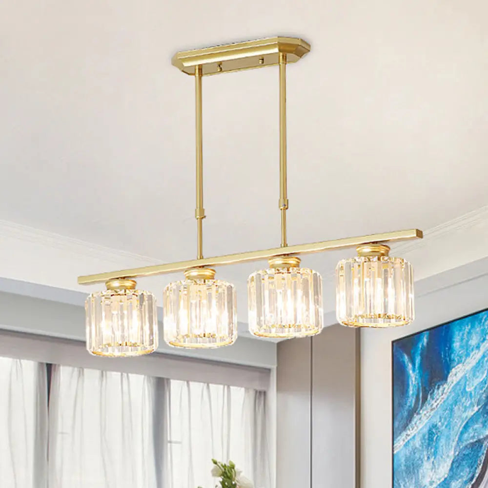 Crystal Shaded Ceiling Pendant Light For Modern Dining Room In Brass 4 /