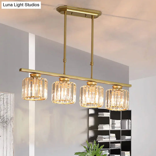 Crystal Shaded Ceiling Pendant Light For Modern Dining Room In Brass