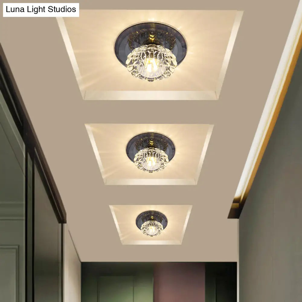 Crystal Simplicity Led Flush Mount Ceiling Light With Flower Corridor Design