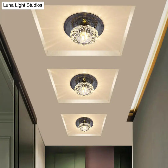 Crystal Simplicity Led Flush Mount Ceiling Light With Flower Corridor Design