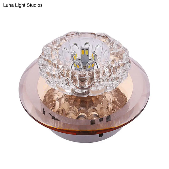 Crystal Simplicity Led Flush Mount Ceiling Light With Flower Corridor Design