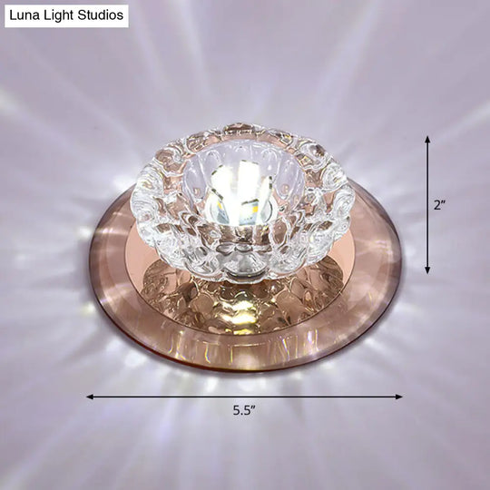 Crystal Simplicity Led Flush Mount Ceiling Light With Flower Corridor Design Tan / White