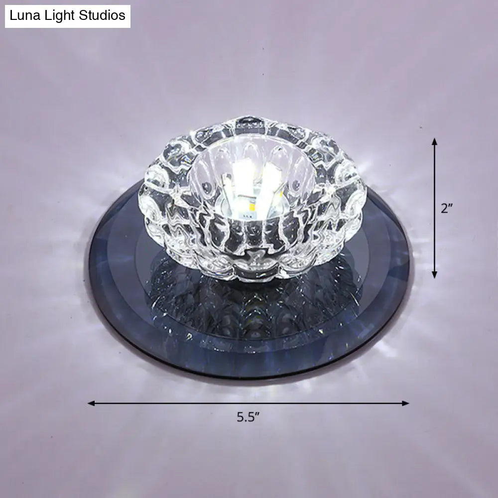 Crystal Simplicity Led Flush Mount Ceiling Light With Flower Corridor Design Black / White