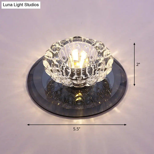 Crystal Simplicity Led Flush Mount Ceiling Light With Flower Corridor Design Black / Warm