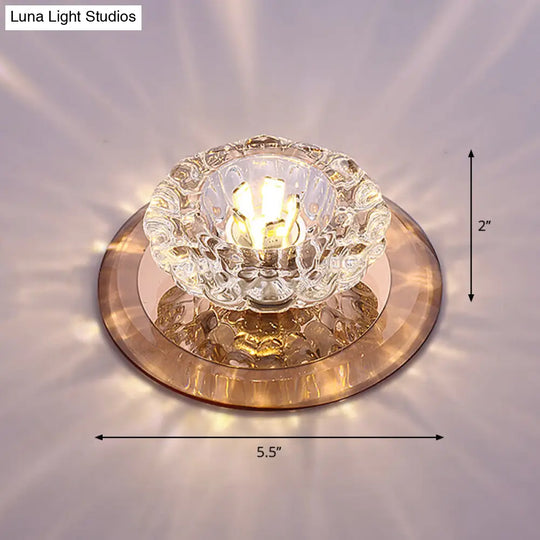 Crystal Simplicity Led Flush Mount Ceiling Light With Flower Corridor Design Tan / Warm