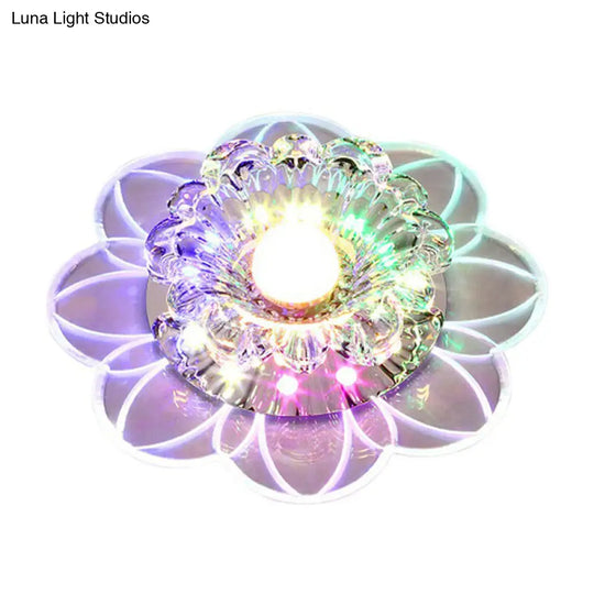 Crystal Simplicity Led Flush Mount Ceiling Light With Flower Corridor Design