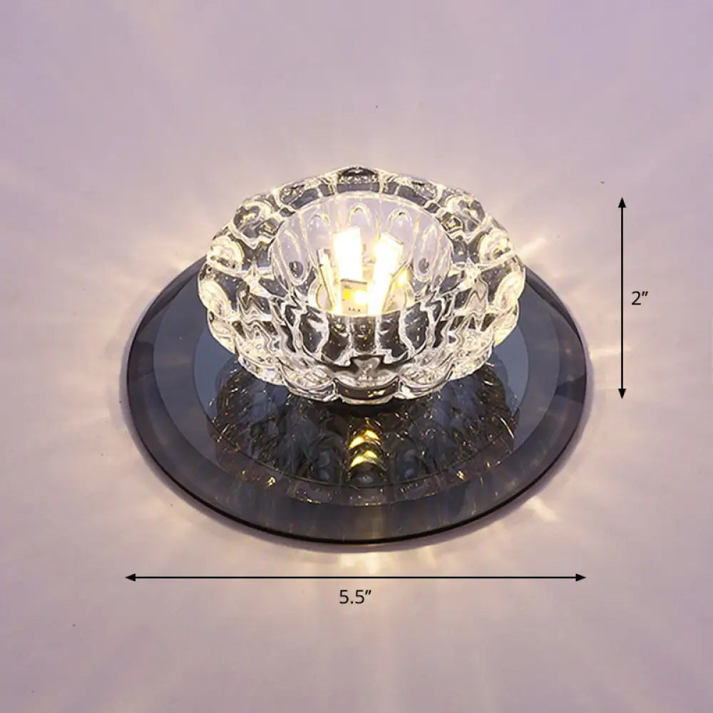 Crystal Simplicity Led Flush Mount Ceiling Light With Flower Corridor Design Black / Warm