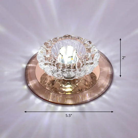 Crystal Simplicity Led Flush Mount Ceiling Light With Flower Corridor Design Tan / White