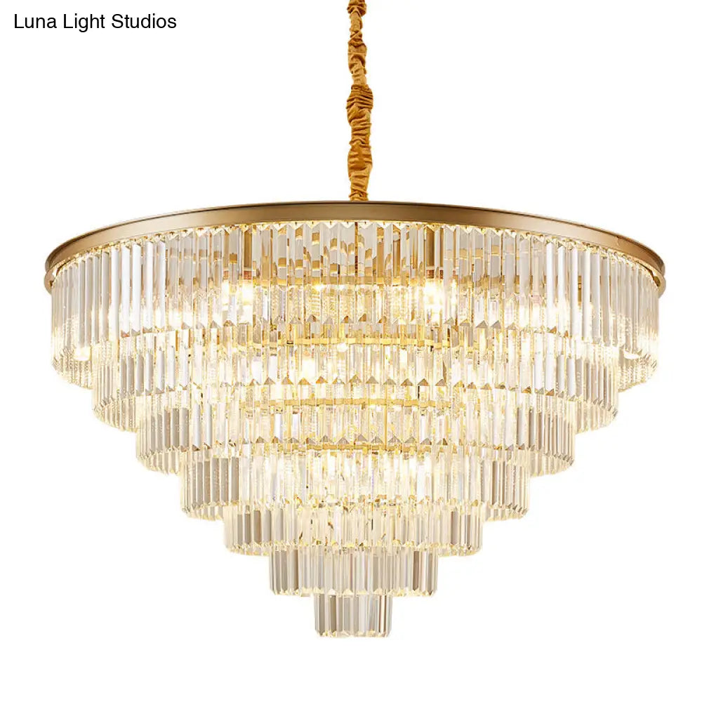 Crystal Simplicity: Tiered Tapered Living Room Chandelier Light - Pendant Fixture