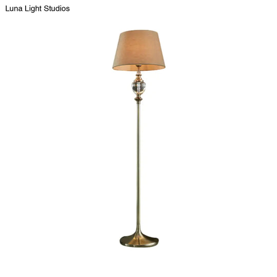 Crystal Stand-Up Lamp With Pleated/Tapered Shade: Traditional Living Room Reading Floor