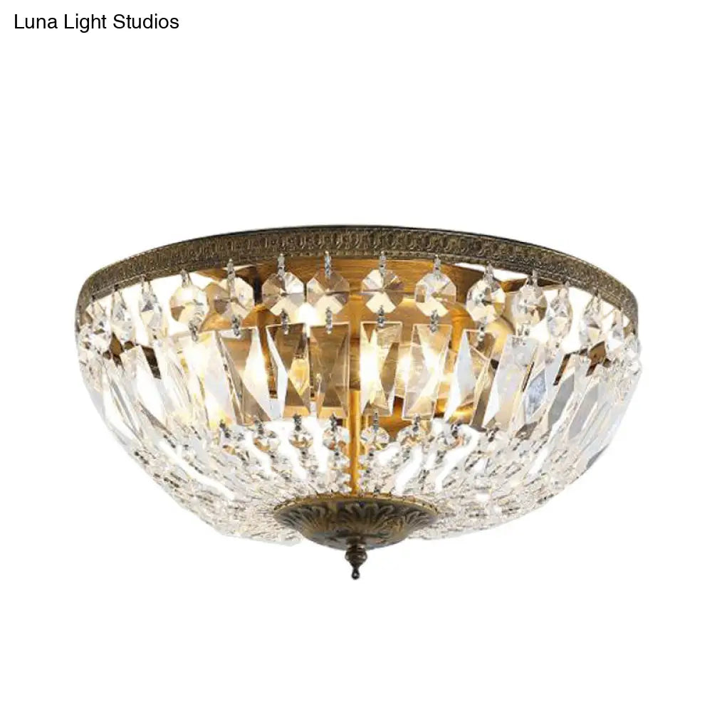 Crystal Strands Shade Flushmount Light With Metal Finish