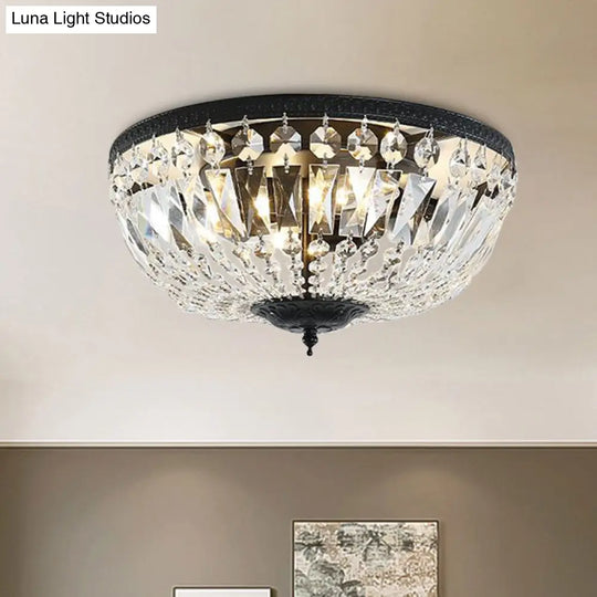 Crystal Strands Shade Flushmount Light With Metal Finish