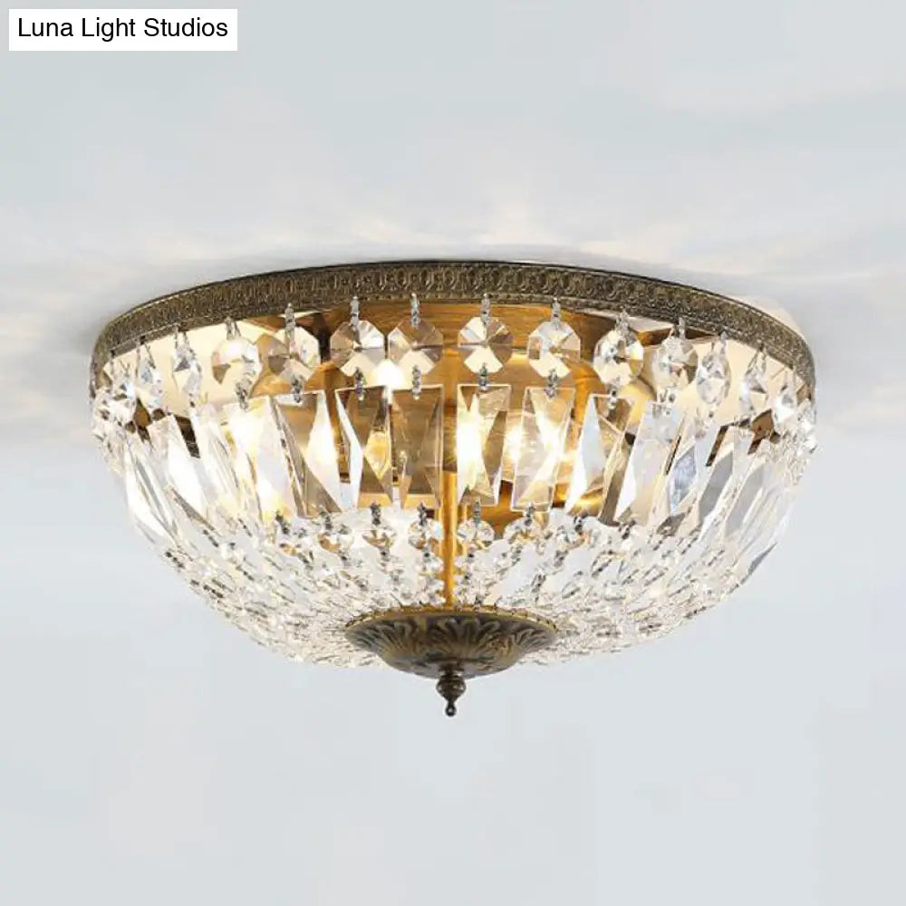 Crystal Strands Shade Flushmount Light With Metal Finish