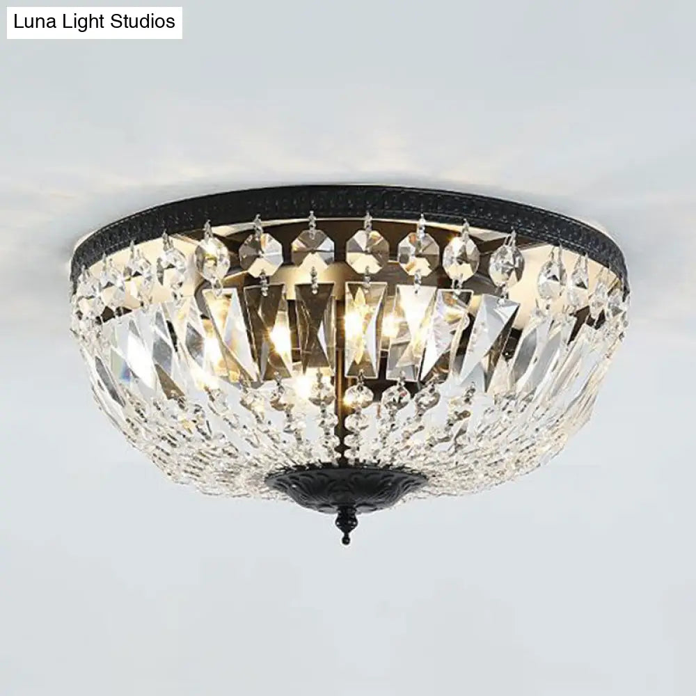 Crystal Strands Shade Flushmount Light With Metal Finish