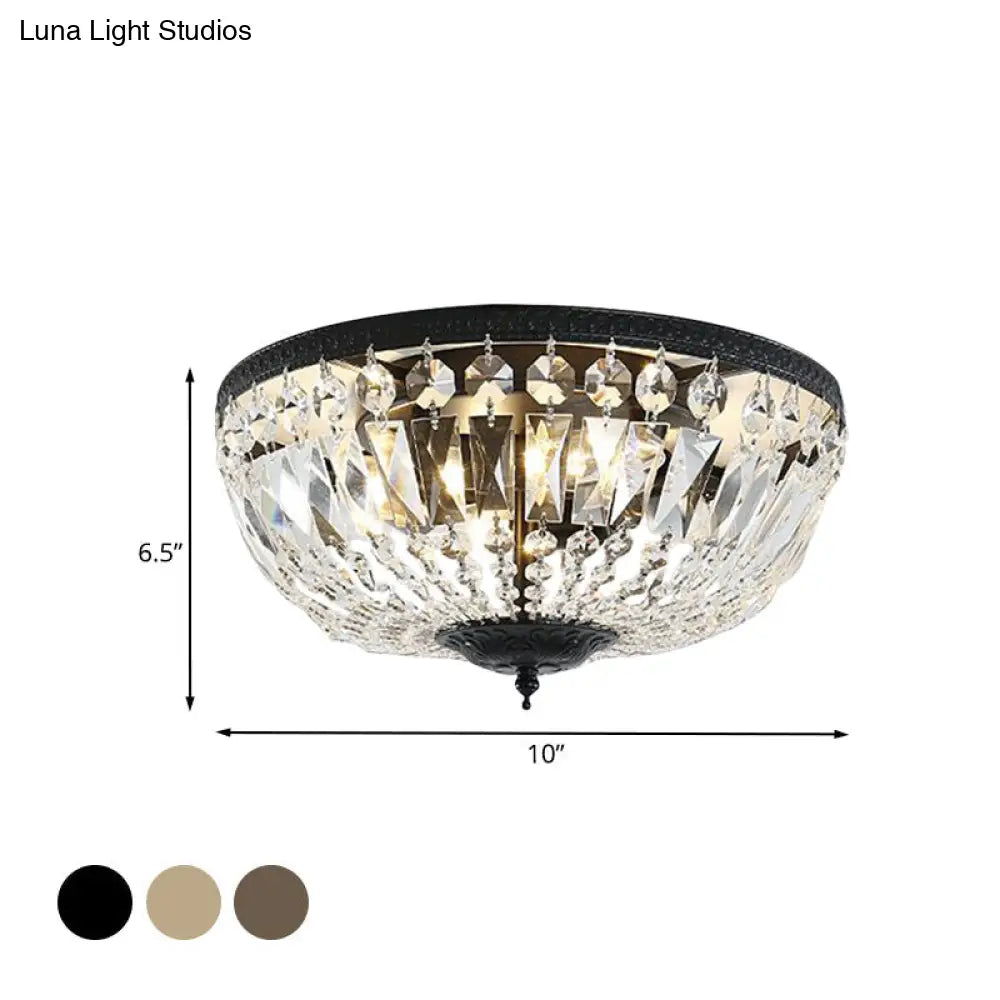 Crystal Strands Shade Flushmount Light With Metal Finish