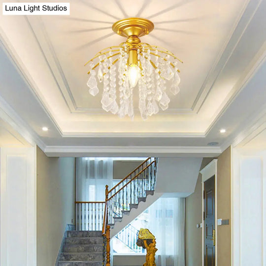 Crystal Tassel Semi Flush Mount Ceiling Light For Country - Style Interiors