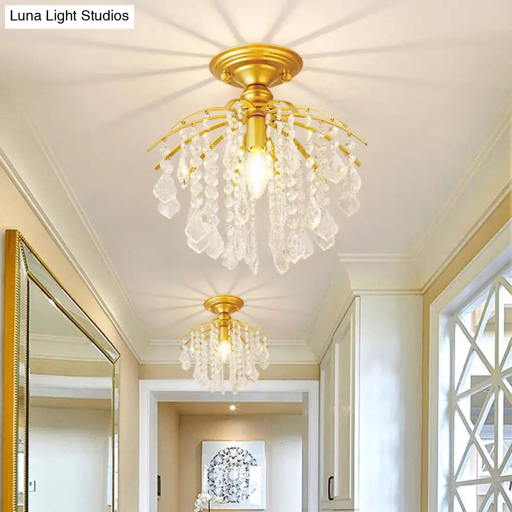 Crystal Tassel Semi Flush Mount Ceiling Light For Country-Style Interiors