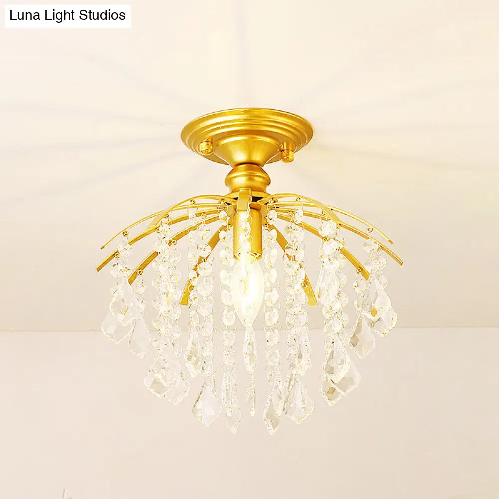 Crystal Tassel Semi Flush Mount Ceiling Light For Country-Style Interiors