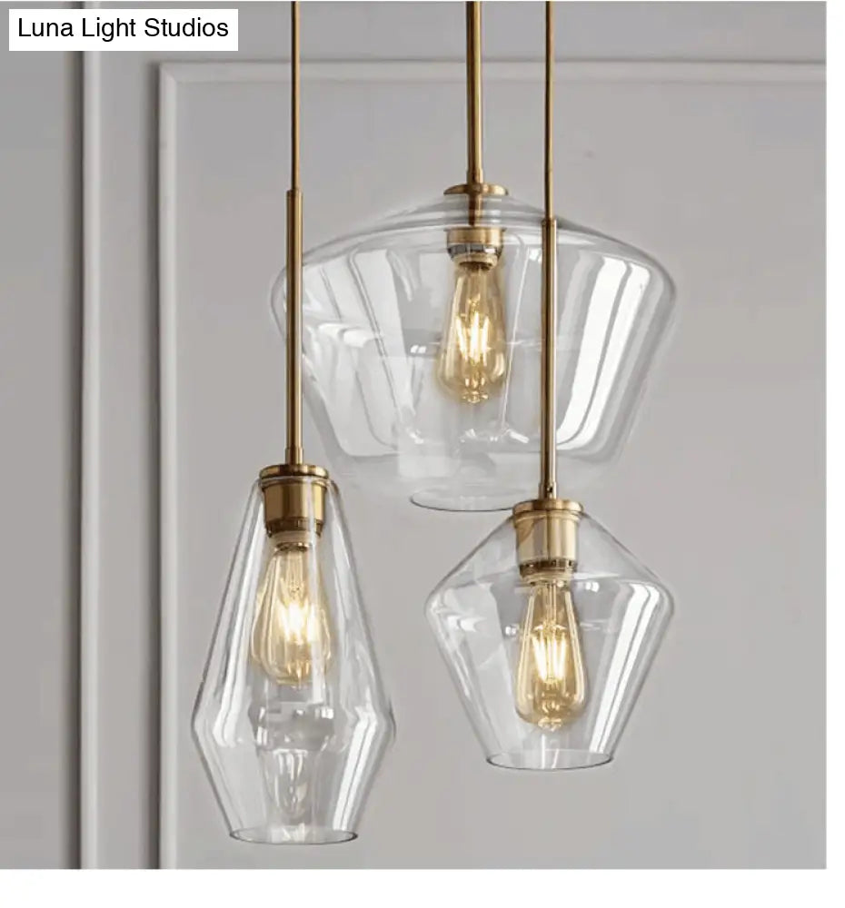 Cup-Shape Minimalist Pendant Lighting Fixture With Glass Shade