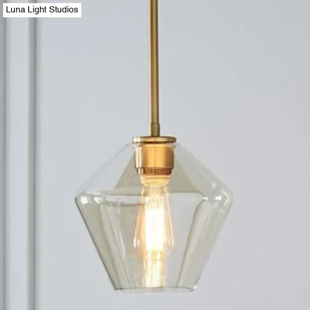 Cup-Shape Minimalist Pendant Lighting Fixture With Glass Shade