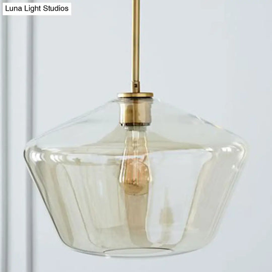 Cup-Shape Minimalist Pendant Lighting Fixture With Glass Shade