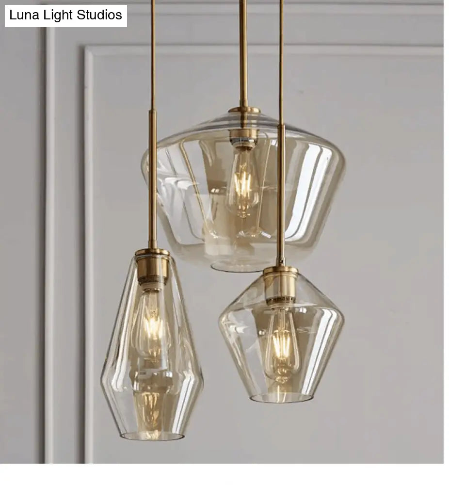 Cup-Shape Minimalist Pendant Lighting Fixture With Glass Shade