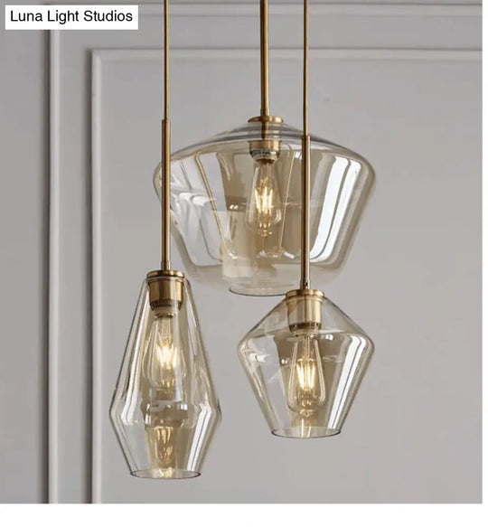 Cup-Shape Minimalist Pendant Lighting Fixture With Glass Shade