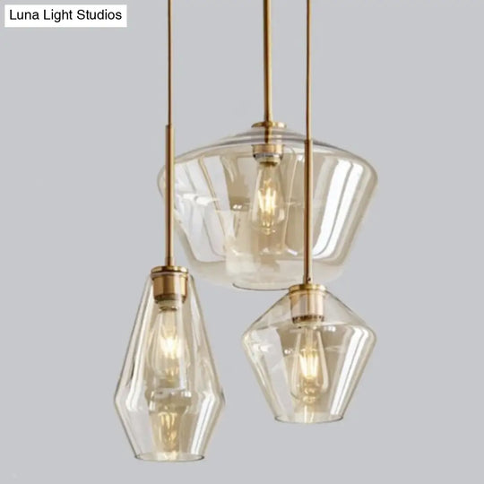 Cup-Shape Minimalist Pendant Lighting Fixture With Glass Shade