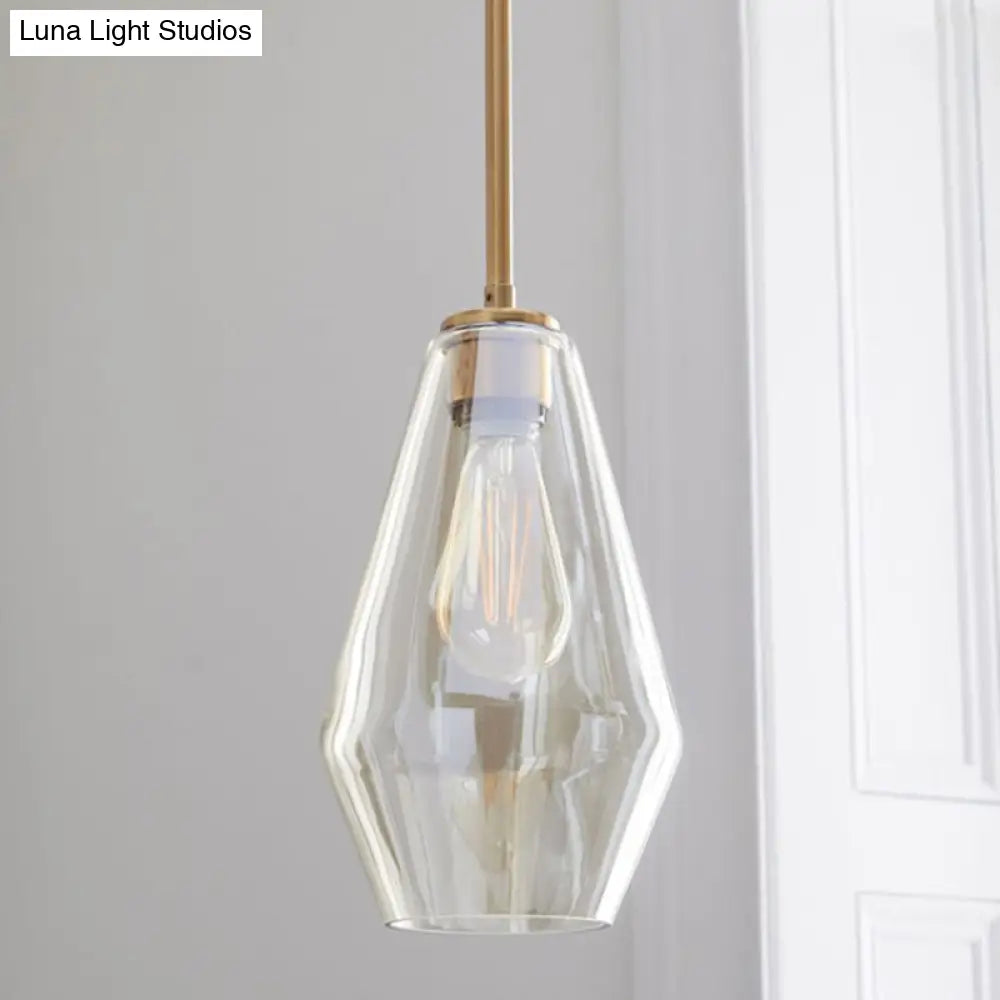 Cup-Shape Minimalist Pendant Lighting Fixture With Glass Shade