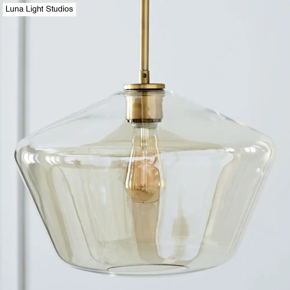 Cup-Shape Minimalist Pendant Lighting Fixture With Glass Shade