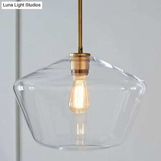 Cup-Shape Minimalist Pendant Lighting Fixture With Glass Shade