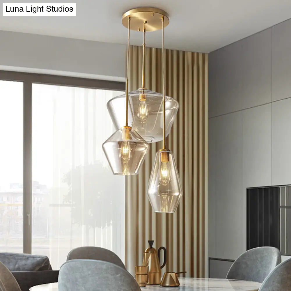 Cup-Shape Minimalist Pendant Lighting Fixture With Glass Shade