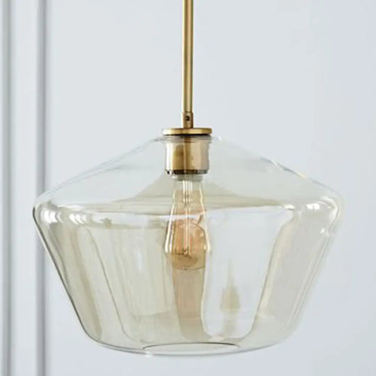 Cup-Shape Minimalist Pendant Lighting Fixture With Glass Shade Champagne / 12’