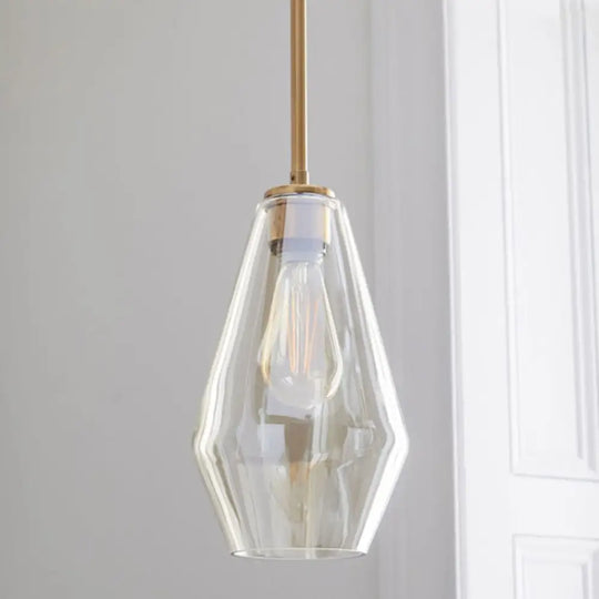 Cup-Shape Minimalist Pendant Lighting Fixture With Glass Shade Champagne / 7’