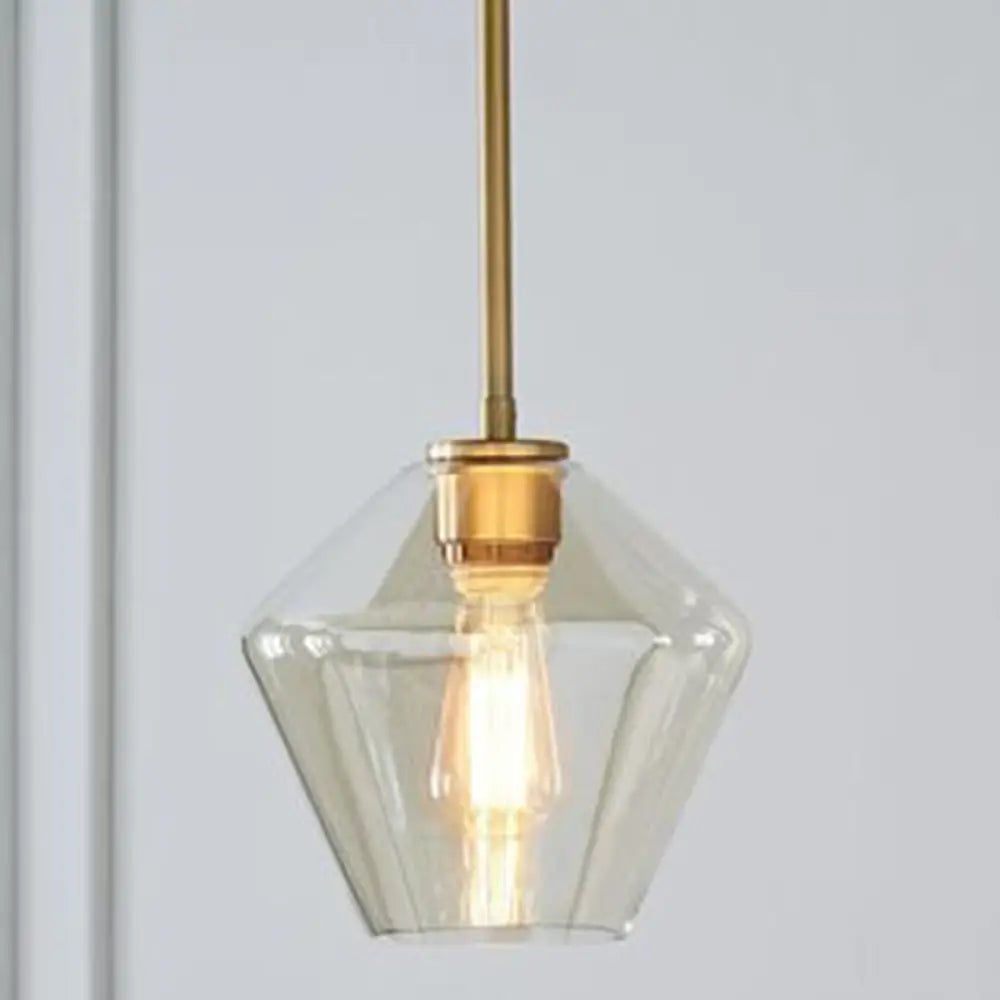 Cup-Shape Minimalist Pendant Lighting Fixture With Glass Shade Champagne / 9’