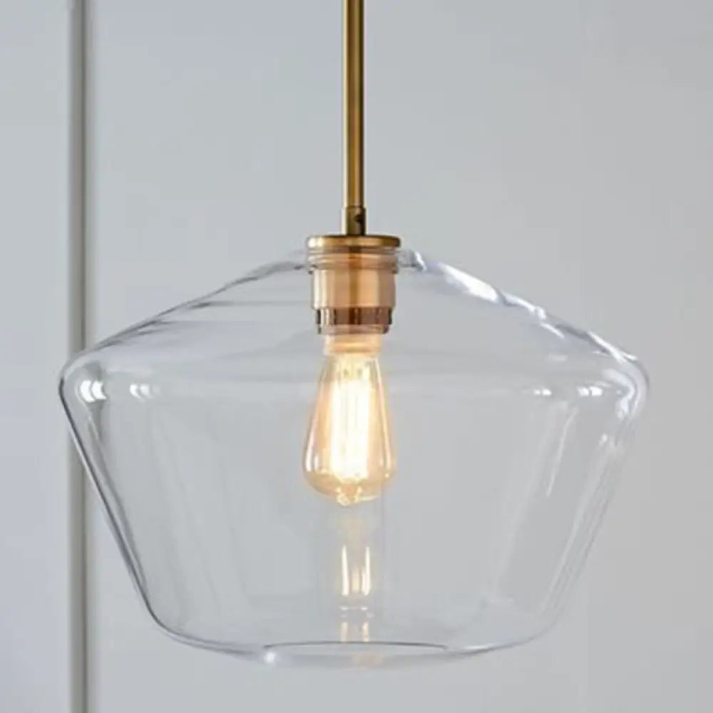 Cup-Shape Minimalist Pendant Lighting Fixture With Glass Shade Clear / 12’