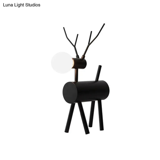 Cursa - Black Metal Deer Nightstand Lamp With Plug-In Cord Creative Bedroom