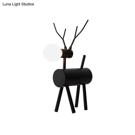 Black Metal Deer Table Light: Creative Nightstand Lamp With 1 Bulb And Plug-In Cord