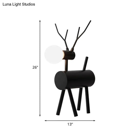 Black Metal Deer Table Light: Creative Nightstand Lamp With 1 Bulb And Plug-In Cord