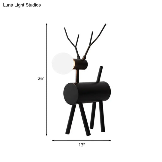 Cursa - Black Metal Deer Nightstand Lamp With Plug-In Cord Creative Bedroom