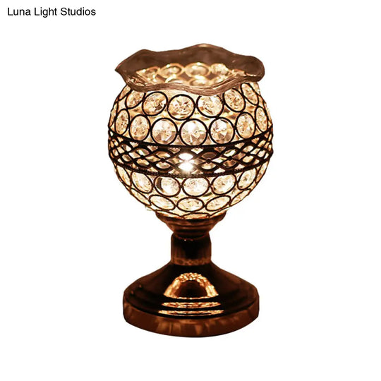 Modern Crystal Encrusted Nightstand Lamp - Cylinder/Round/Square Design Gold Finish Single Bulb