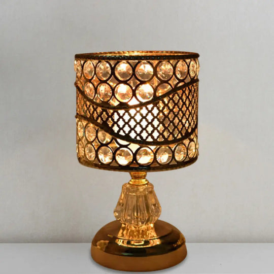 Cursa - Crystal-Encrusted Table Lamp Gold / Cylinder