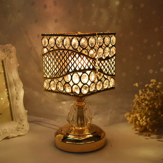 Cursa - Crystal-Encrusted Table Lamp Gold / Square Plate