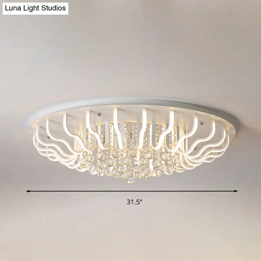 Curved Acrylic Flush Mount Led Ceiling Lamp In White: Simple Modern Design (27’/31.5’ W