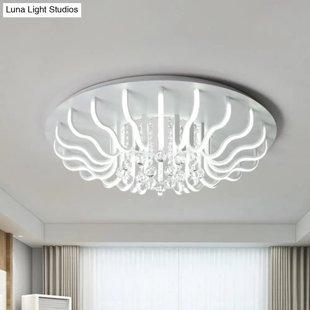 Curved Acrylic Flush Mount Led Ceiling Lamp In White: Simple Modern Design (27/31.5 W Warm/White