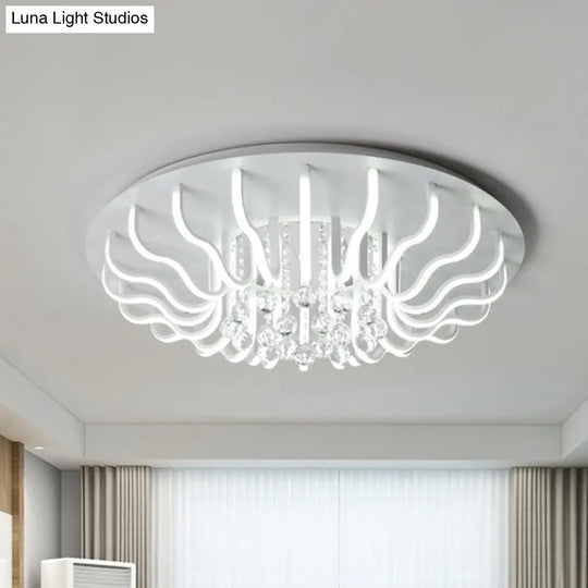 Curved Acrylic Flush Mount Led Ceiling Lamp In White: Simple Modern Design (27’/31.5’ W