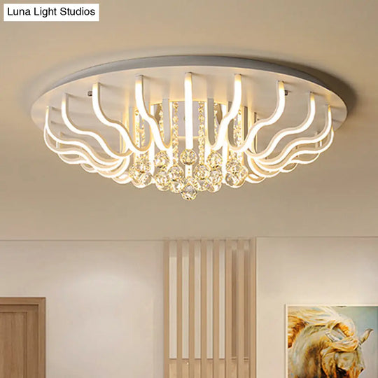 Curved Acrylic Flush Mount Led Ceiling Lamp In White: Simple Modern Design (27/31.5 W Warm/White