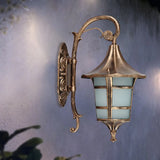 Curved Arm 1-Light Metal Sconce With White Glass Shade - Lodge Style Design In Black/Coffee/Bronze
