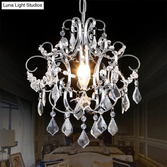 Polished Chrome Crystal Chandelier With Curved Arms Clear