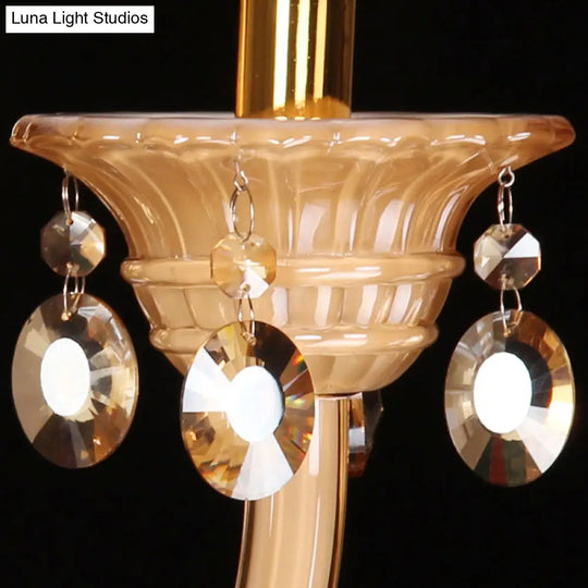 Curved Arm White Glass Wall Sconce With Beveled Crystal Accent